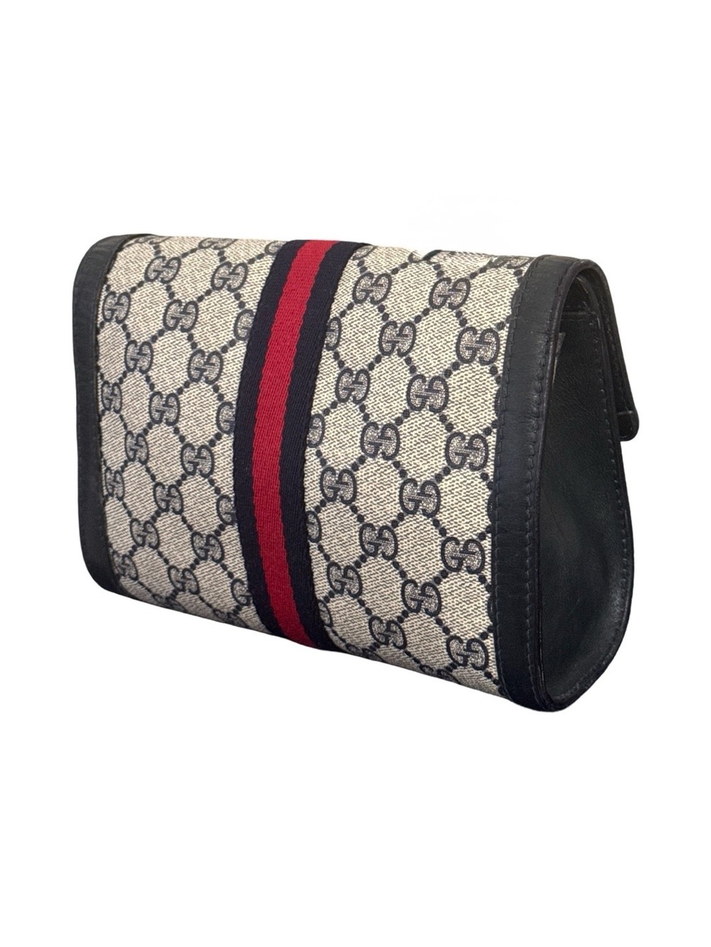Gucci Navy/Red Web GG Monogram Crossbody Clutch SMALL - Picture 8 of 12